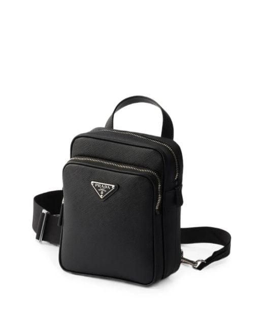 Prada Black Saffiano Leather Mini One-Shoulder Backpack for men