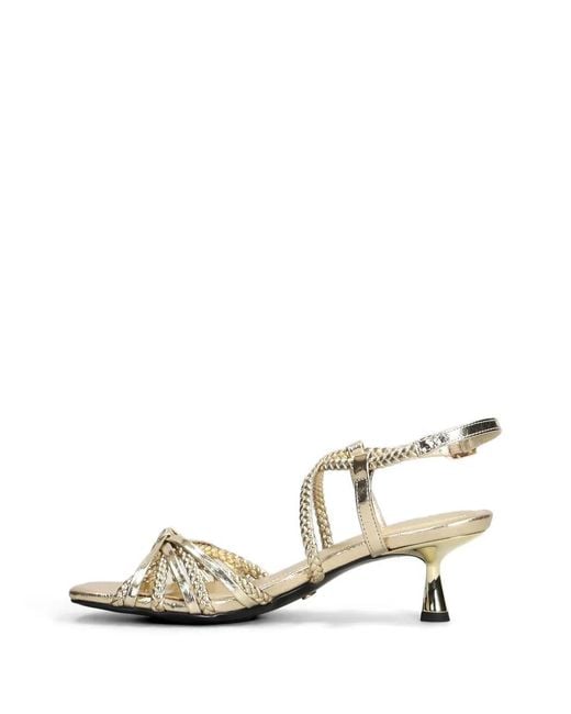 GOLD&ROUGE White Flapim Braided Metallic-Finish Sandals