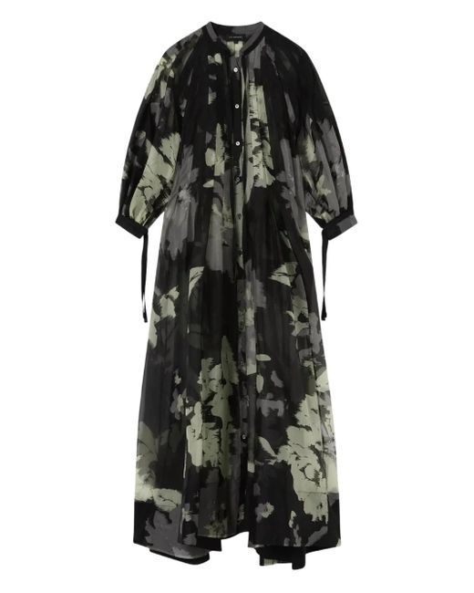 Lee Mathews Black Tie-Detail Floral Dress