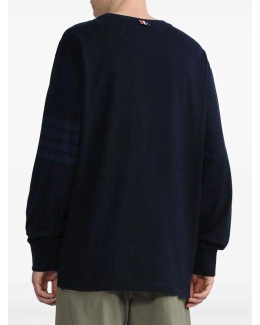 Thom Browne Blue 4-Bar Stripe Cotton T-Shirt for men