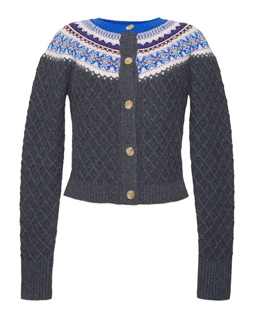 Cárdigan de punto de ochos Fair Isle Cara Cara de color Blue