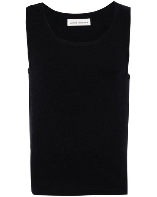 Extreme Cashmere Black No333 Fine-knit Tank Top
