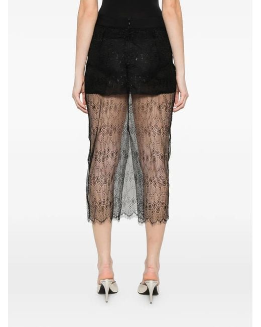 Frankie Shop Black Alrose Lace Midi Skirt