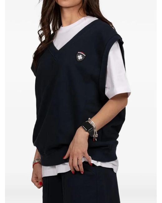 PODHIO Blue Logo-Patch V-Neck Vest