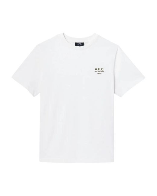 A.P.C. White Logo-Print T-Shirt for men