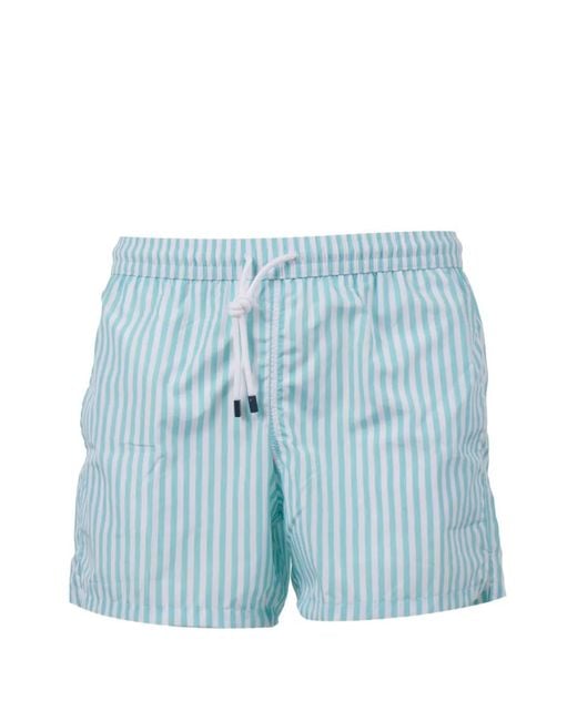 Fedeli Blue Striped Swim Trousers for men