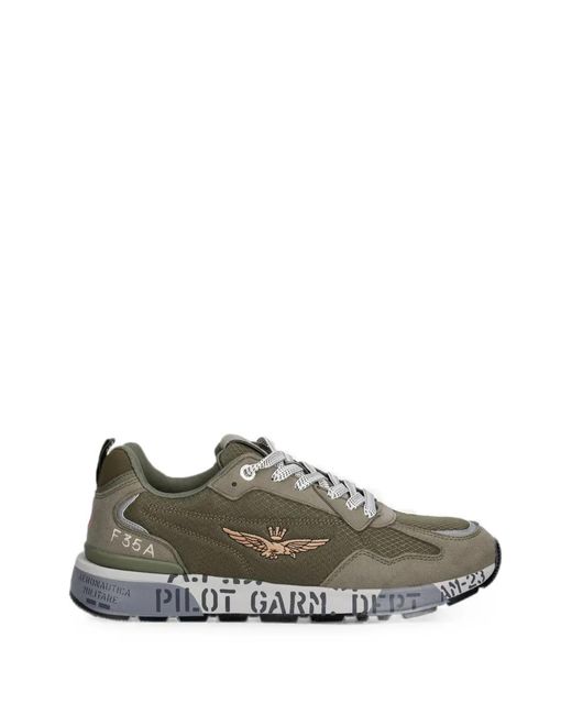 Aeronautica Militare Gray Logo-Embroidered Panelled Sneakers for men