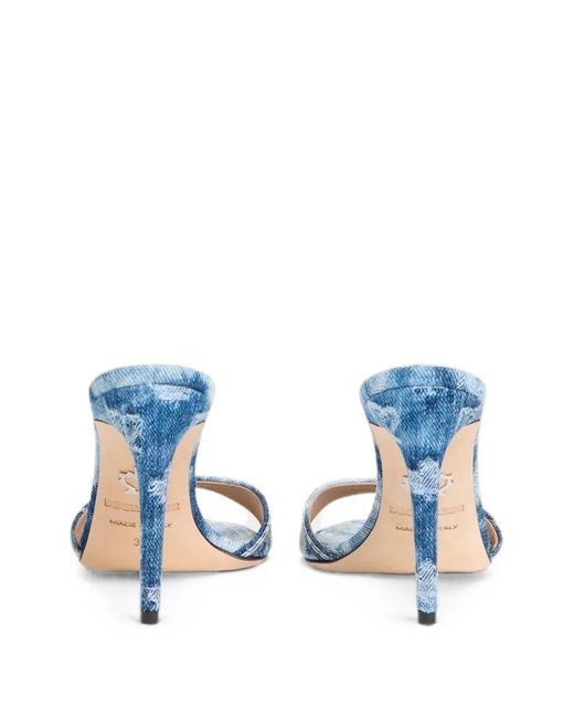 DSquared² Blue D2 Monogram Heeled Mules