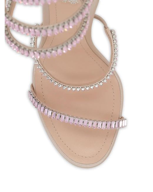 Rene Caovilla Metallic Crystal-Embellished Spiral Leather Sandals