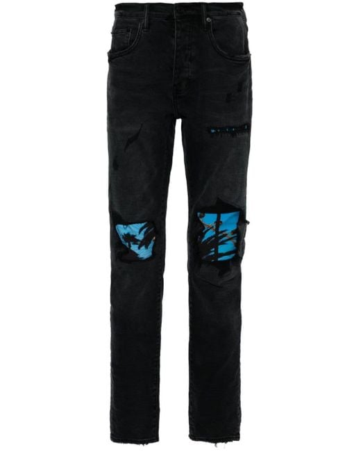 X Blue Sky jean slim à taille basse Purple Brand pour homme en coloris Black
