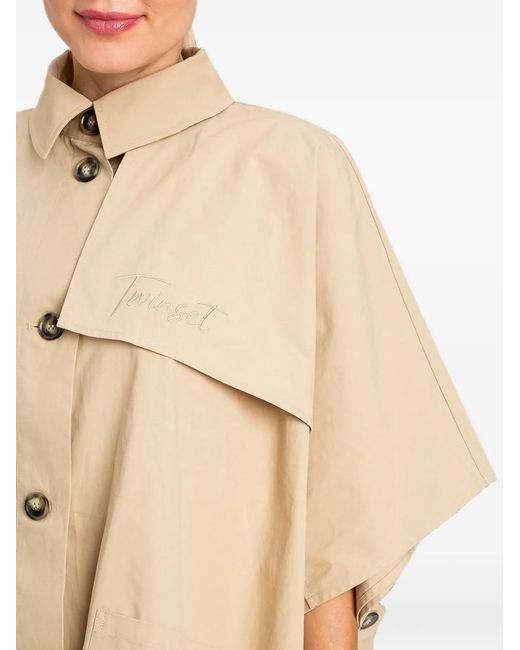 Twinset Natural Trench-Style Gabardine Poncho