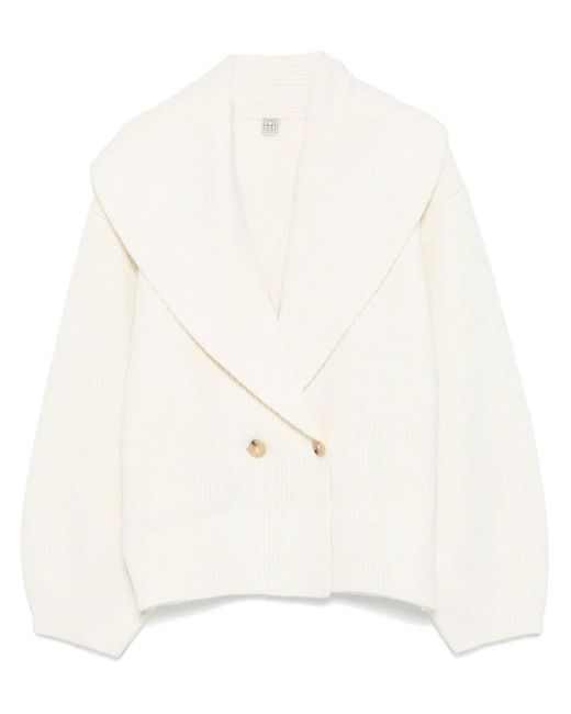 Totême White Shawl-Lapel Cardigan