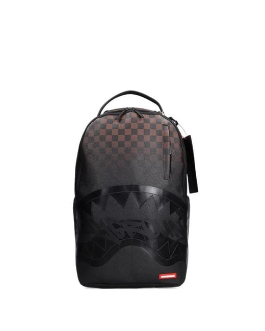 Sprayground Black Check-Ghost Print Backpack for men