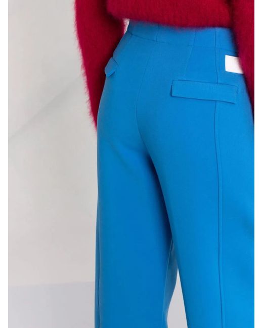 Ferragamo Blue High-waisted Straight-leg Trousers