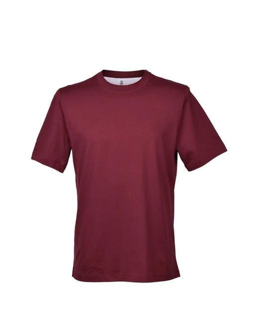 Brunello Cucinelli Red Crew-Neck T-Shirt for men