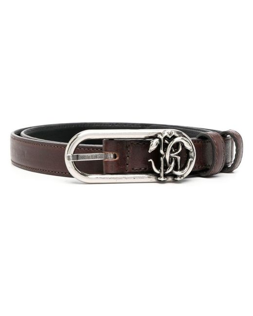 Roberto Cavalli Black Logo-buckle Leather Belt for men
