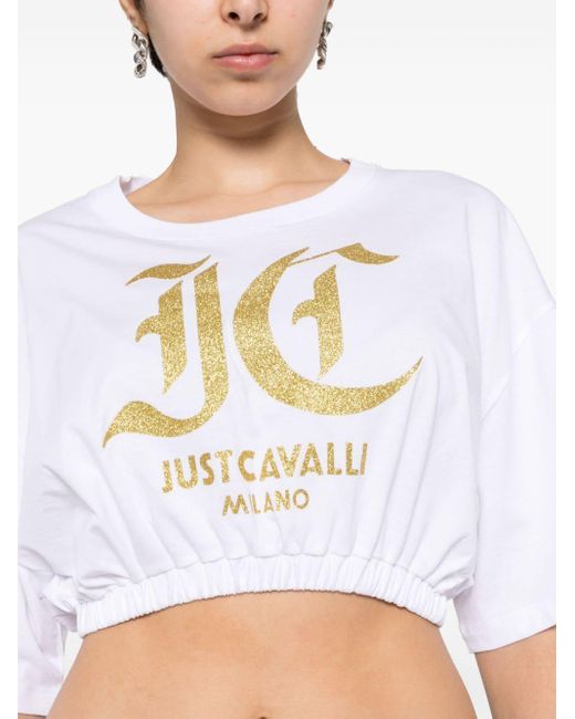 Just Cavalli Katoenen T-shirt Met Logoprint in het White