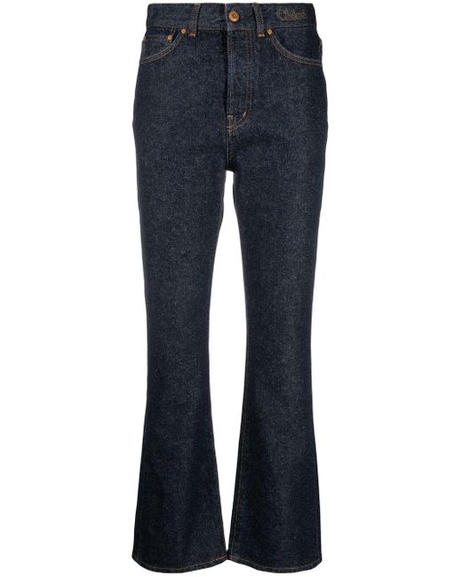 Chloé Denim Iconic Navy Flared Jeans in Blue | Lyst