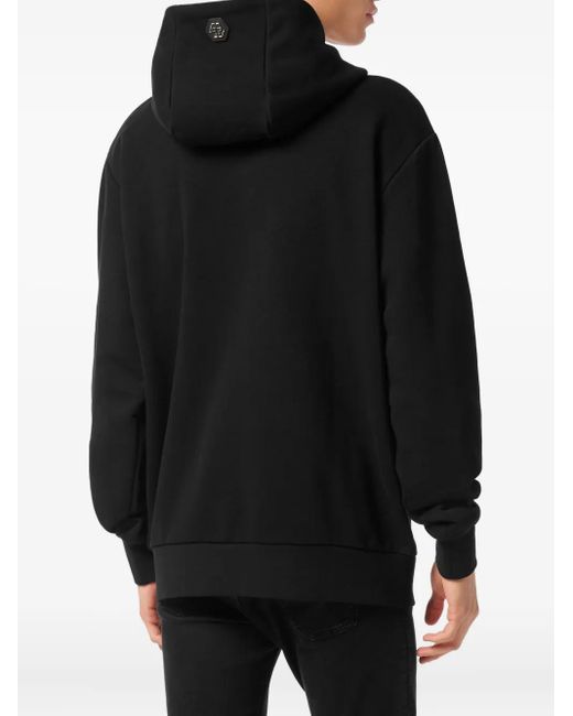 Philipp Plein Black Skull-Motif Hoodie for men