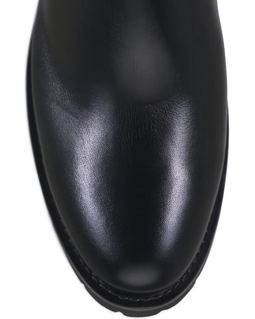 Santoni Black Ribbed Buckle Boots