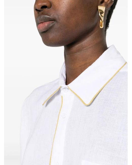 Fabiana Filippi White Contrast-Trim Linen Shirt