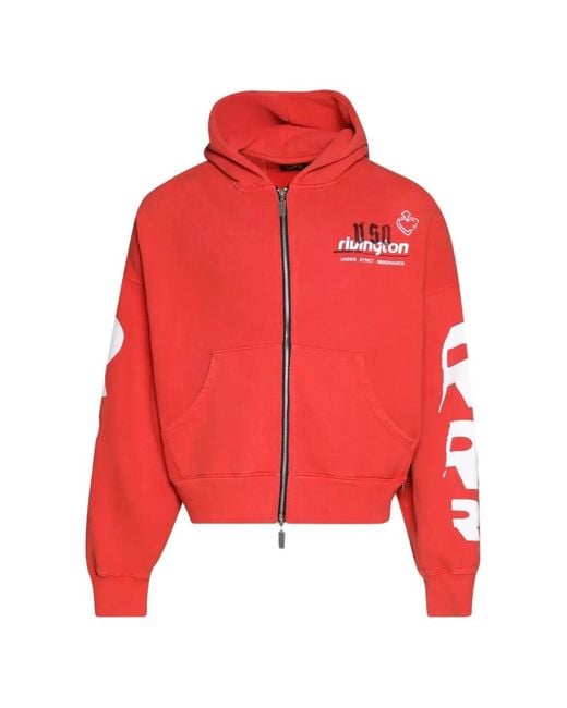 RIVINGTON roi Rebis Red Logo-Print Zip-Up Hoodie for men