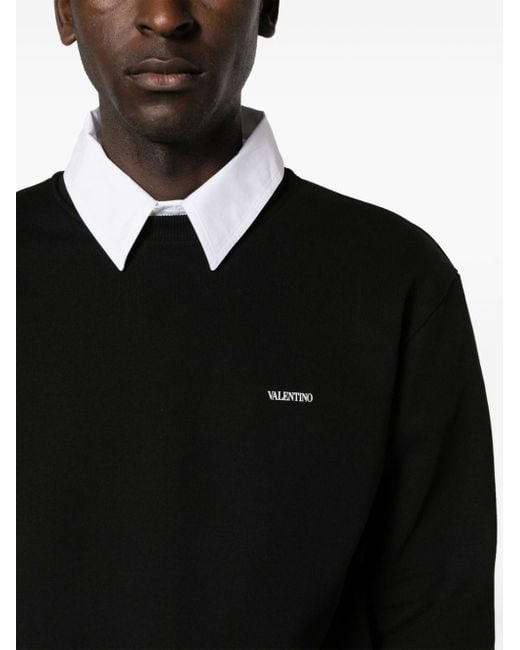 Valentino Garavani Black Logo-print Cotton Sweatshirt for men