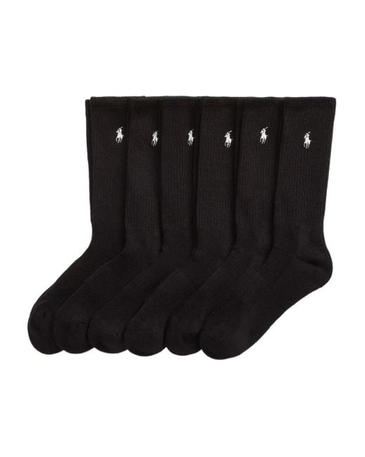 Polo Ralph Lauren Black Polo Pony-Motif Socks (Pack Of Six) for men