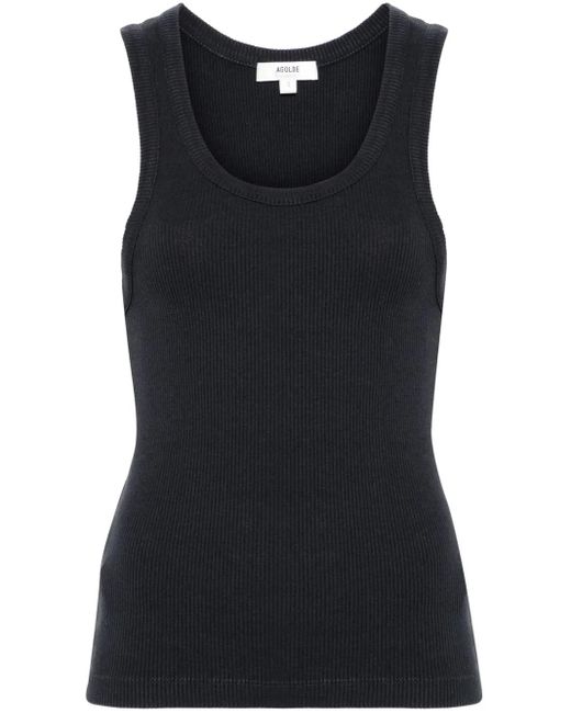 Agolde Black Poppy Ribbed-Knit Tank Top