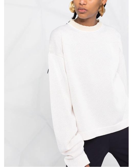 Jil Sander White Two-Tone Jumper