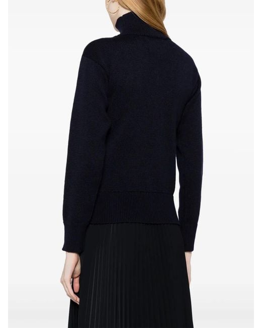 Jil Sander Blue Logo-Patch High-Neck Jumper