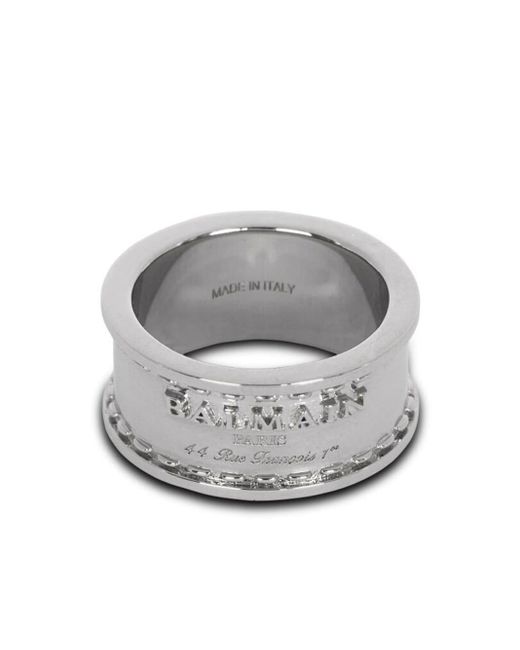 Balmain Ring Met Gegraveerd Logo in het Gray voor heren