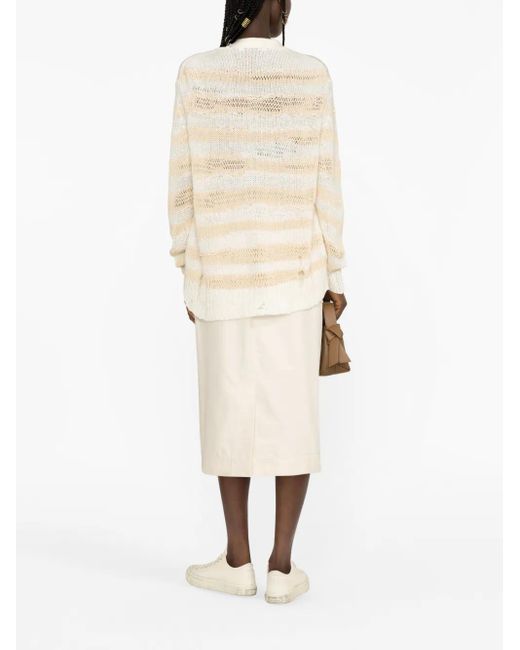 Acne Natural Soft Knit Cardigan With V-Neck And Relaxed Fit