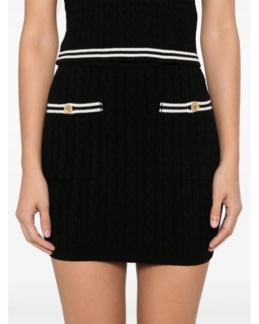 Alessandra Rich Black Braided Cotton Mini Skirt With Contrast Details