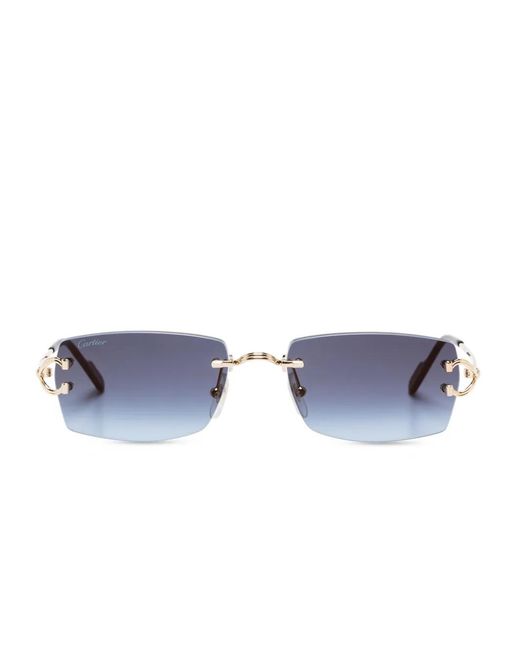 Cartier Blue Rectangle-Frame Sunglasses
