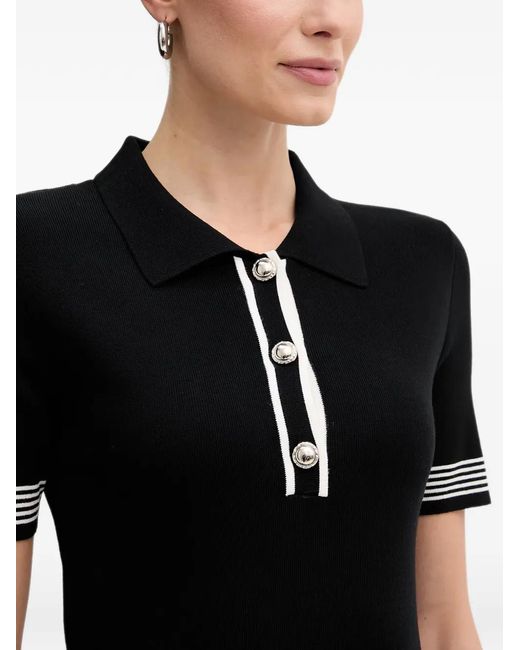 Morgan Black Pleated-Skirt Polo Mini Dress