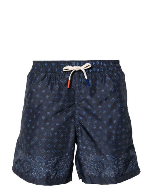 Altea Blue Floral-print Swim Shorts for men
