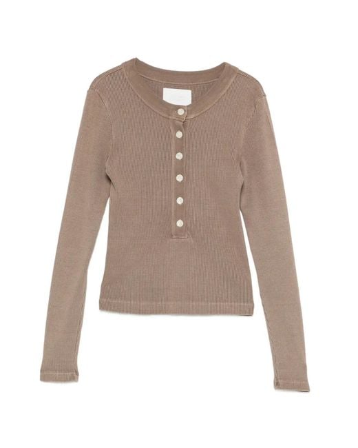 Citizens of Humanity Natural Varra Henley Ribbed-Knit Top