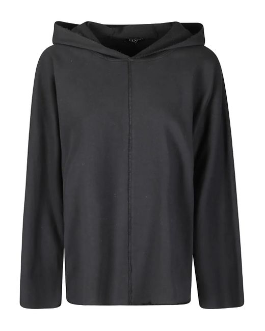 Cini Black Raw-Edge Hoodie