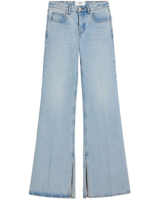 AMI Blue Flared-leg Cotton Jeans