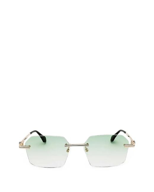 Palm Angels Green Quartz Geometric Rimless Sunglasses