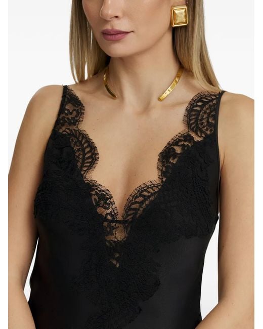 Il Volo Black Cara Lace-Trimmed Slip Mini Dress