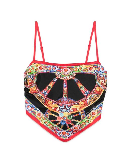Dolce & Gabbana Pink Carretto-Print Silk Top