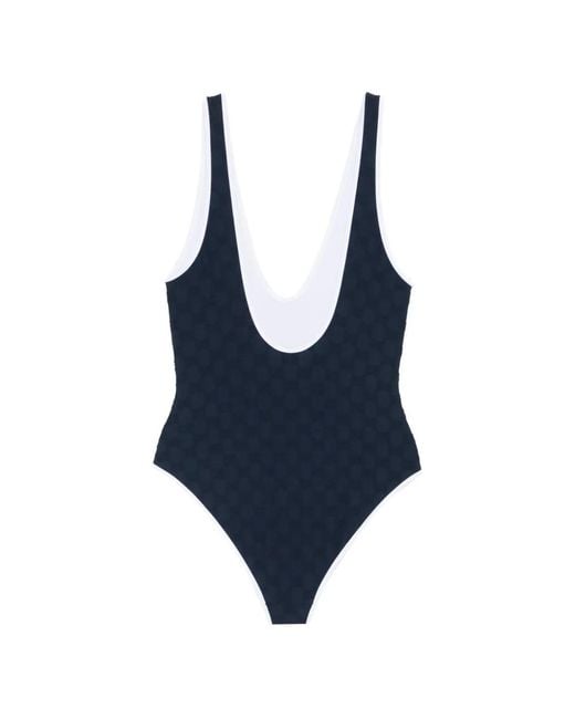 Gucci Blue Monogram-Pattern Swimsuit