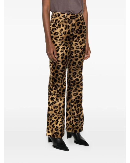 Ba&sh Brown Animal-Print Trousers