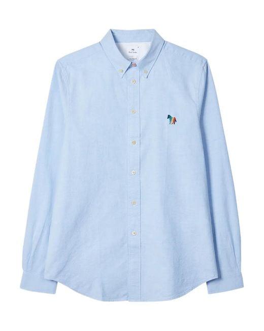 Paul Smith Blue Embroidered-Detail Shirt for men