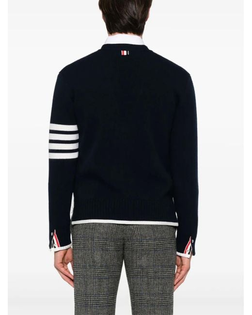 Thom Browne Black 4-Bar Stripe Virgin Wool Cardigan for men