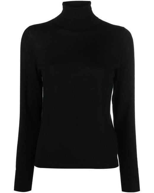 Allude Black High-Neck Virgin Wool Jumper