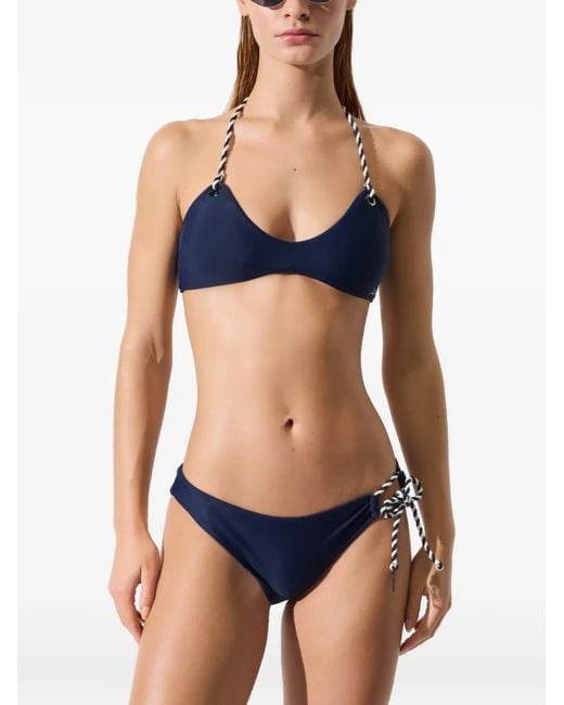 Karl Lagerfeld Blue Signature Nautical Bandeau Bokini Top