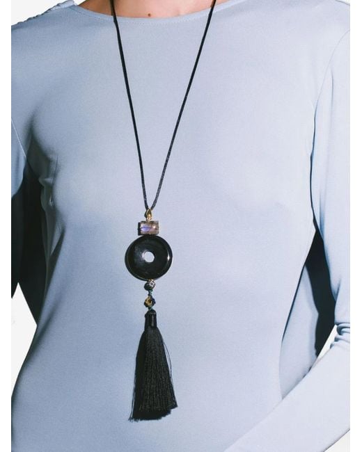 Jennifer Behr White Tassel Dakota Necklace